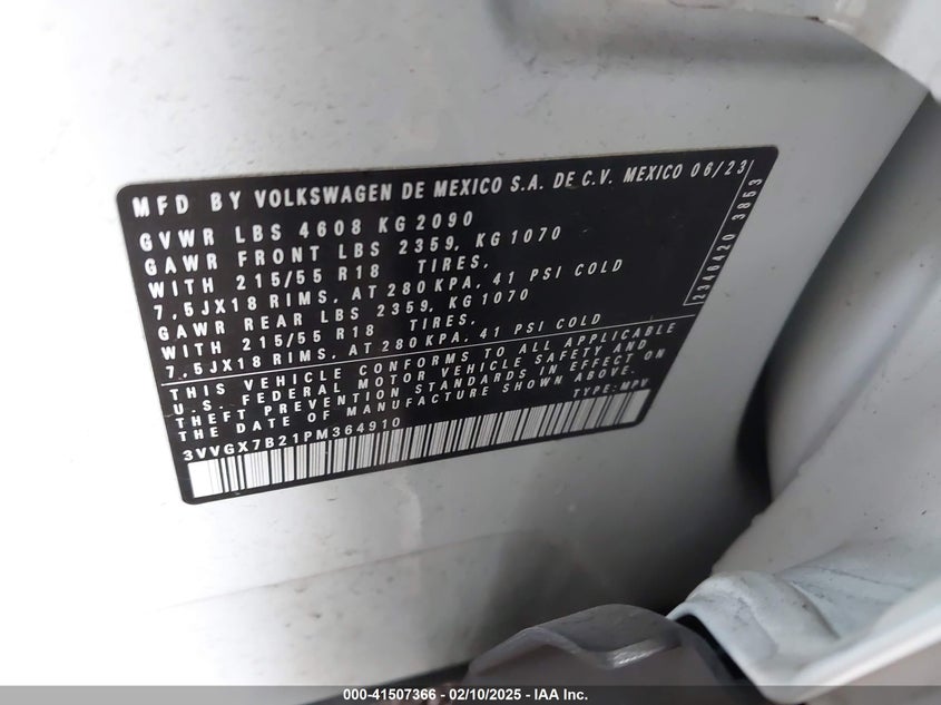 2023 VOLKSWAGEN TAOS 1.5T S - 3VVGX7B21PM364910