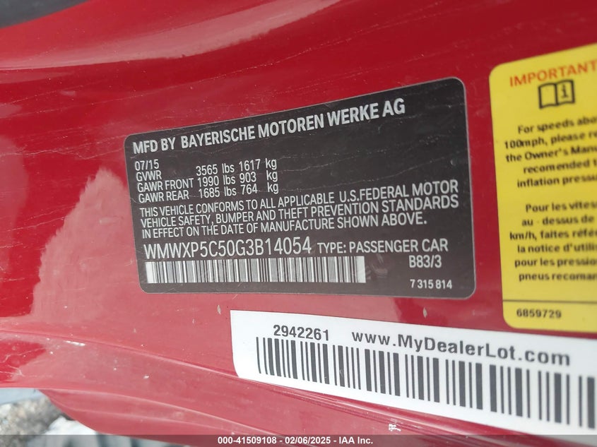 2016 MINI HARDTOP VIN: WMWXP5C50G3B14054
