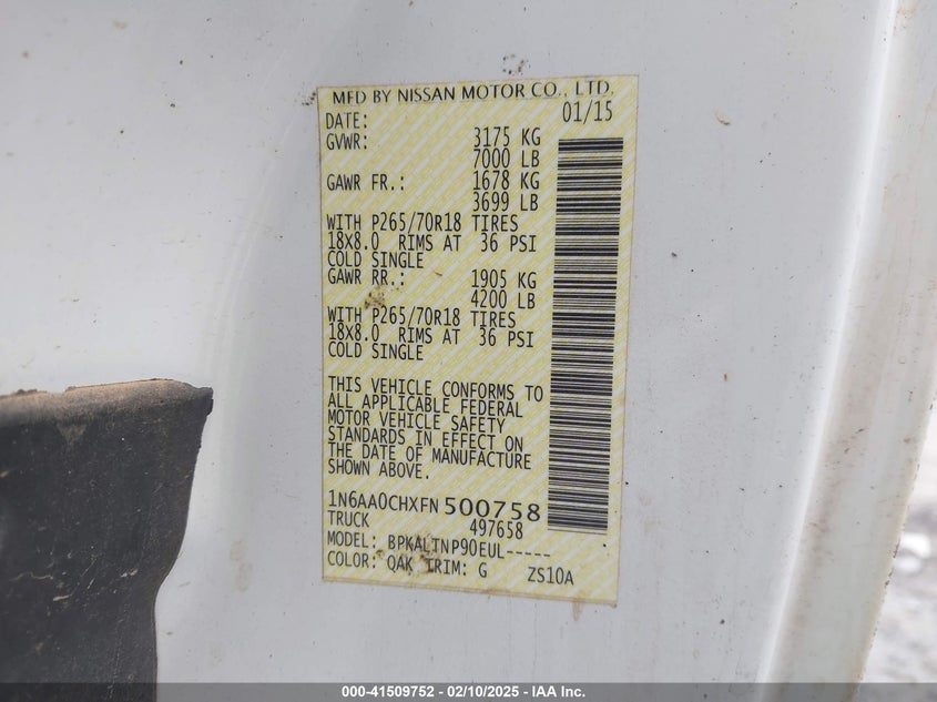 2015 NISSAN TITAN SV - 1N6AA0CHXFN500758