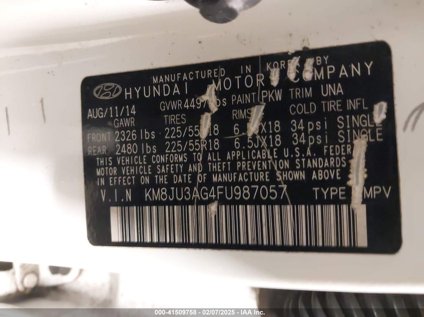 2015 HYUNDAI TUCSON LIMITED - KM8JU3AG4FU987057