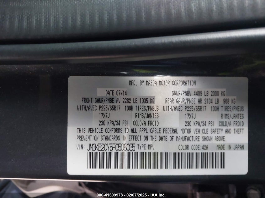 2015 MAZDA CX-5 TOURING - JM3KE2CY5F0508035