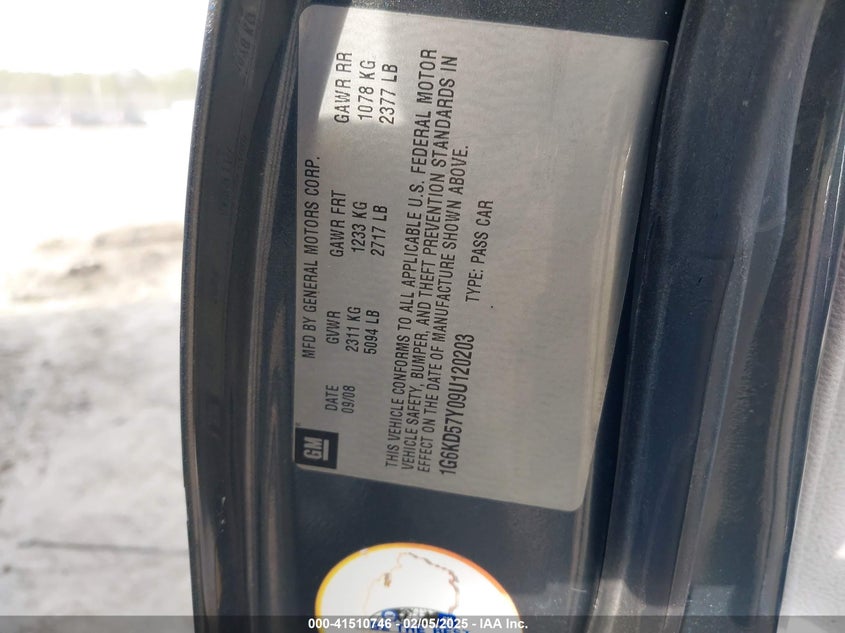 2009 CADILLAC DTS VIN: 1G6KD57Y09U120203
