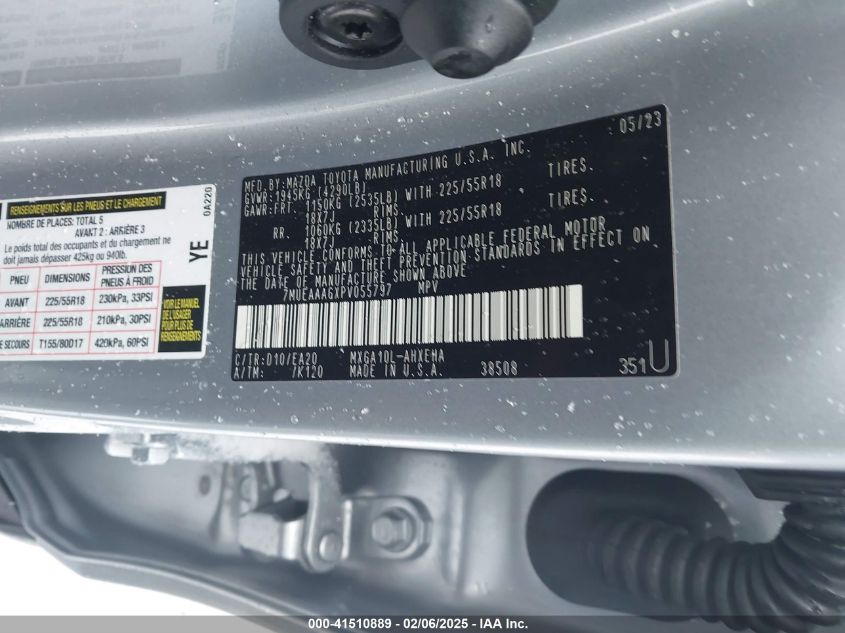 2023 Toyota Corolla Cross Xle VIN: 7MUEAAAGXPV055797 Lot: 41510889