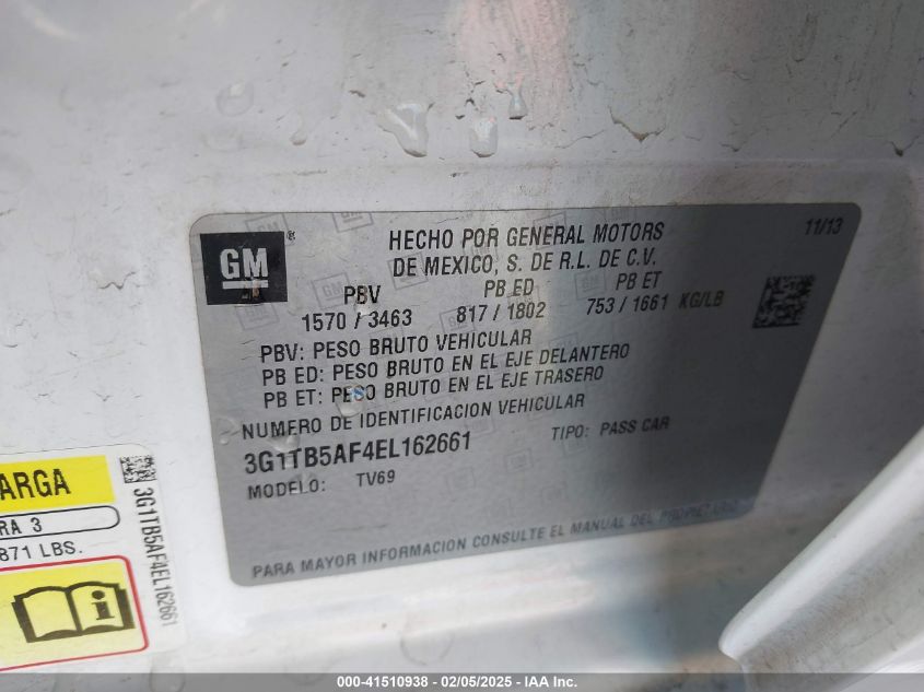 2010 Chevrolet Aveo VIN: 3G1TB5AF4F4EL1626 Lot: 41510938