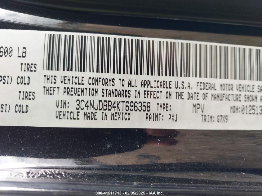 2019 Jeep Compass Trailhawk VIN: 3C4NJDDB4KT696358 Lot: 41511713