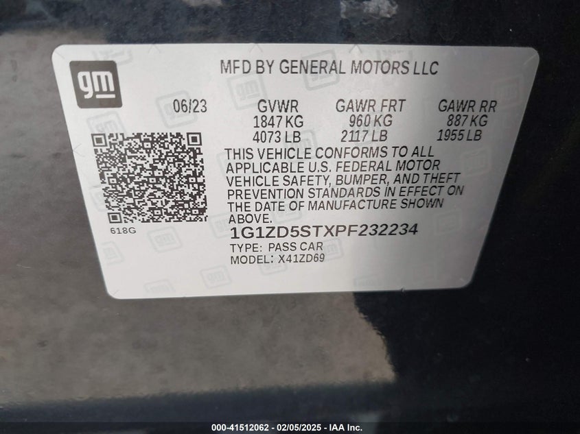 2023 CHEVROLET MALIBU VIN: 1G1ZD5STXPF232234