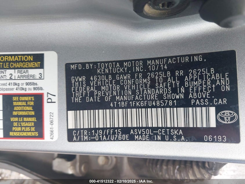 2015 TOYOTA CAMRY SE - 4T1BF1FK6FU485781