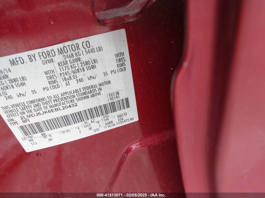 2014 LINCOLN MKX - 2LMDJ6JK6EBL20432