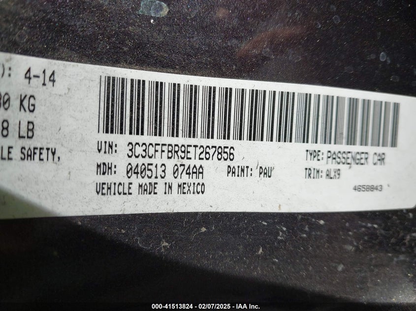 2014 FIAT 500 VIN: 3C3CFFBR9ET267856