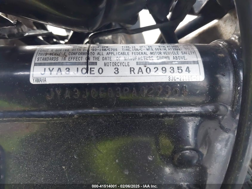 1994 Yamaha Xv535 S VIN: JYA3JCE03RA029354 Lot: 41514001
