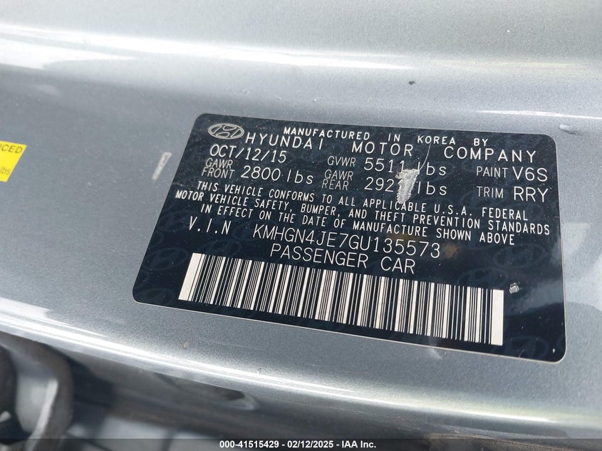 2016 HYUNDAI GENESIS 3.8 - KMHGN4JE7GU135573