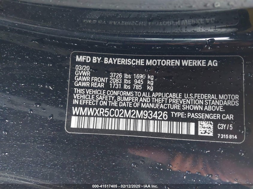 2021 MINI COOPER VIN: WMWXR5C02M2M93426