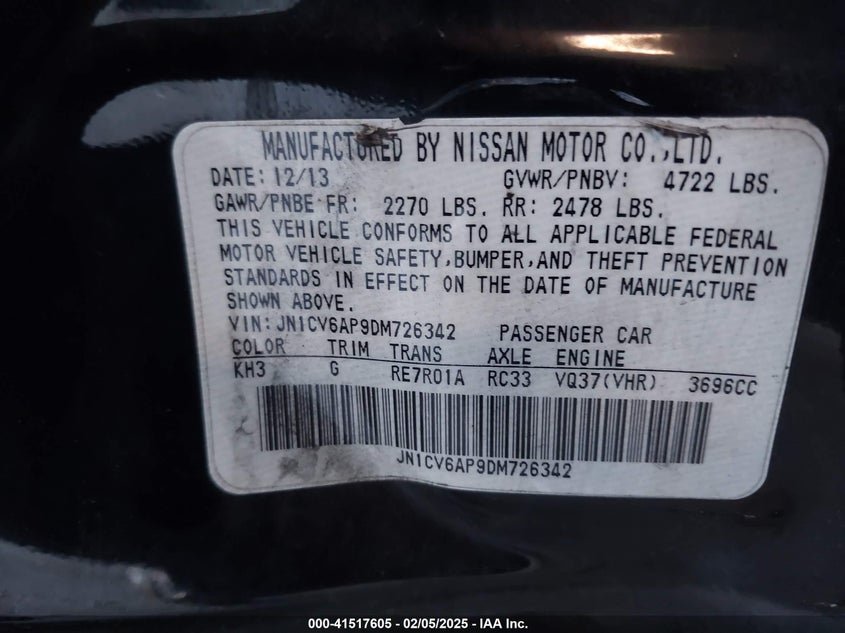 2013 INFINITI G37 JOURNEY - JN1CV6AP9DM726342