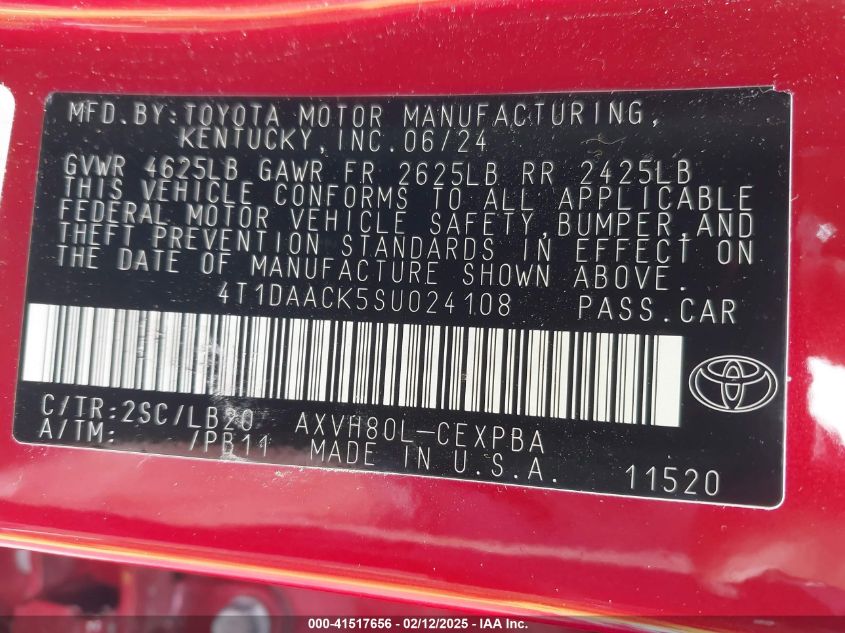 2025 Toyota Camry - 4T1DAACK5SU024108