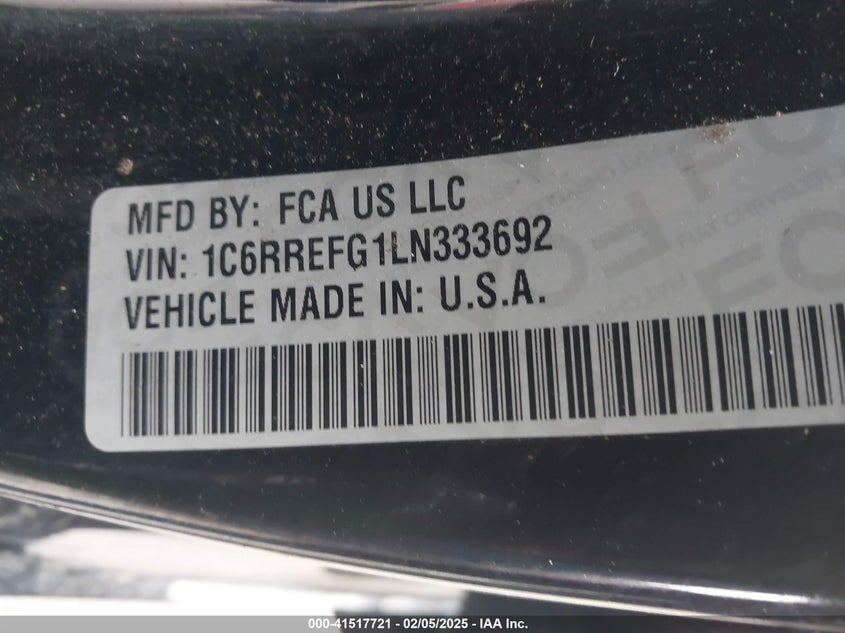 2020 Ram 1500 Big Horn 4X2 5'7 Box VIN: 1C6RREFG1LN33369 Lot: 41517721