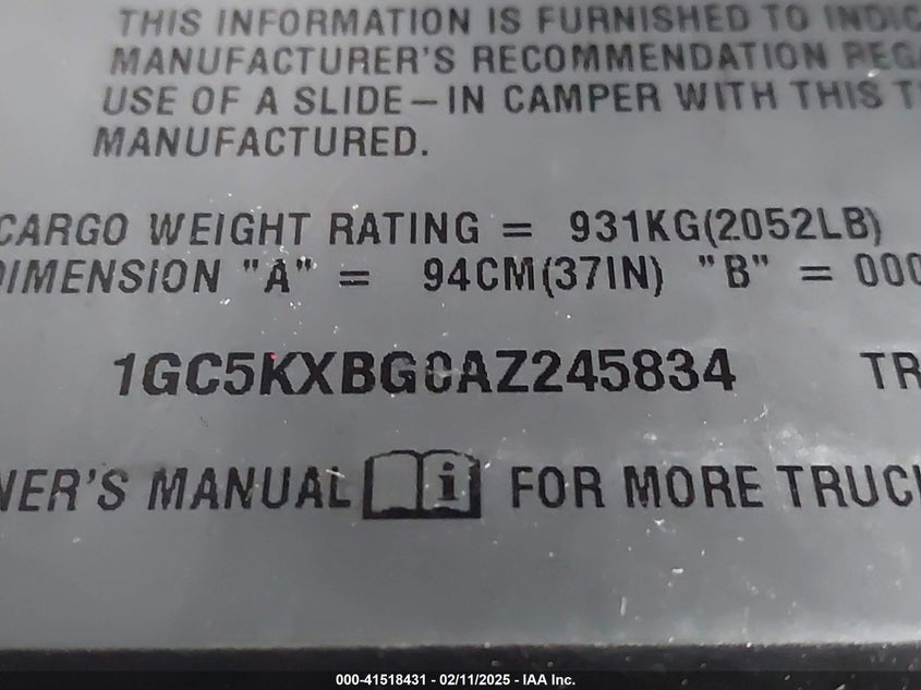 2010 CHEVROLET SILVERADO 2500HD VIN: 1GC5KXBG0AZ245834