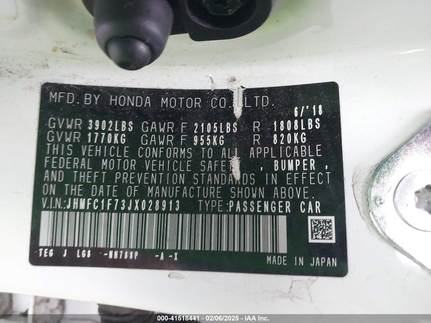 2018 HONDA CIVIC EX-L - JHMFC1F73JX028913