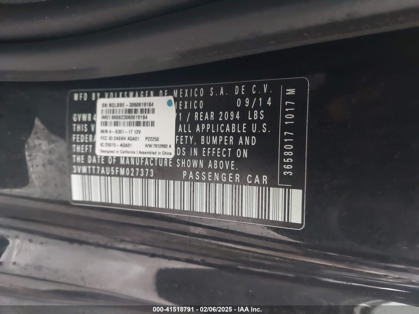 2015 VOLKSWAGEN GOLF GTI VIN: 3VWTT7AU5FM027373