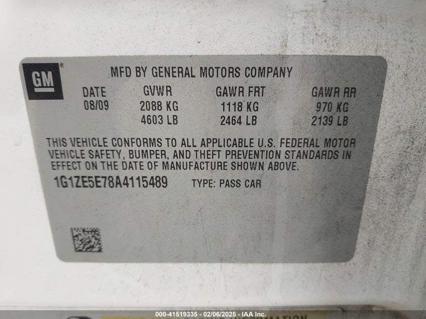 2010 CHEVROLET MALIBU VIN: 1G1ZE5E78A4115489