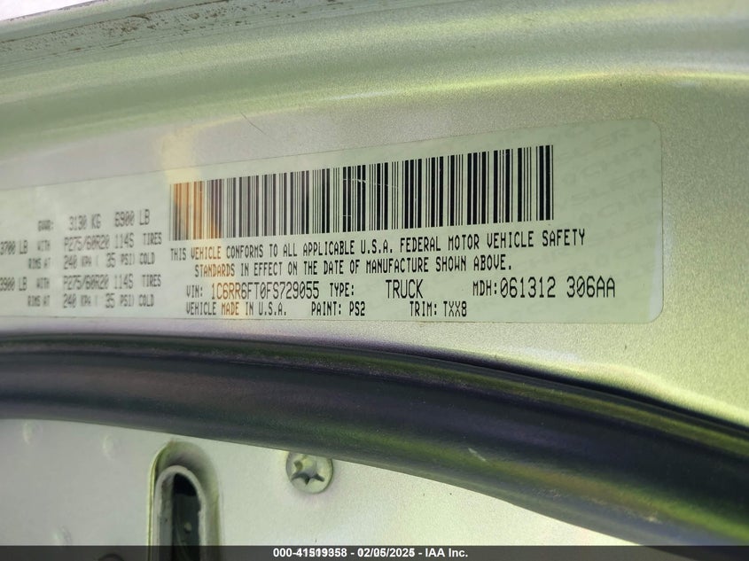 2015 RAM 1500 VIN: 1C6RR6FT0FS729055