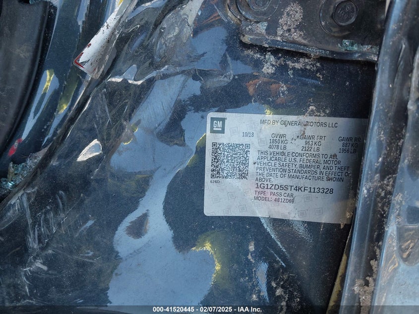 2019 CHEVROLET MALIBU LT - 1G1ZD5ST4KF113328