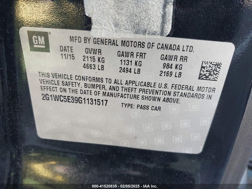 2016 CHEVROLET IMPALA LIMITED LTZ - 2G1WC5E39G1131517