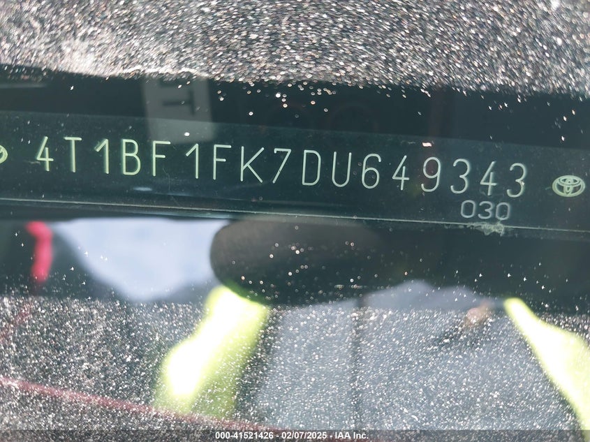 2013 TOYOTA CAMRY VIN: 4T1BF1FK7DU649343