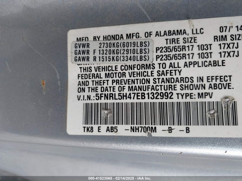 2014 HONDA ODYSSEY EX - 5FNRL5H47EB132992