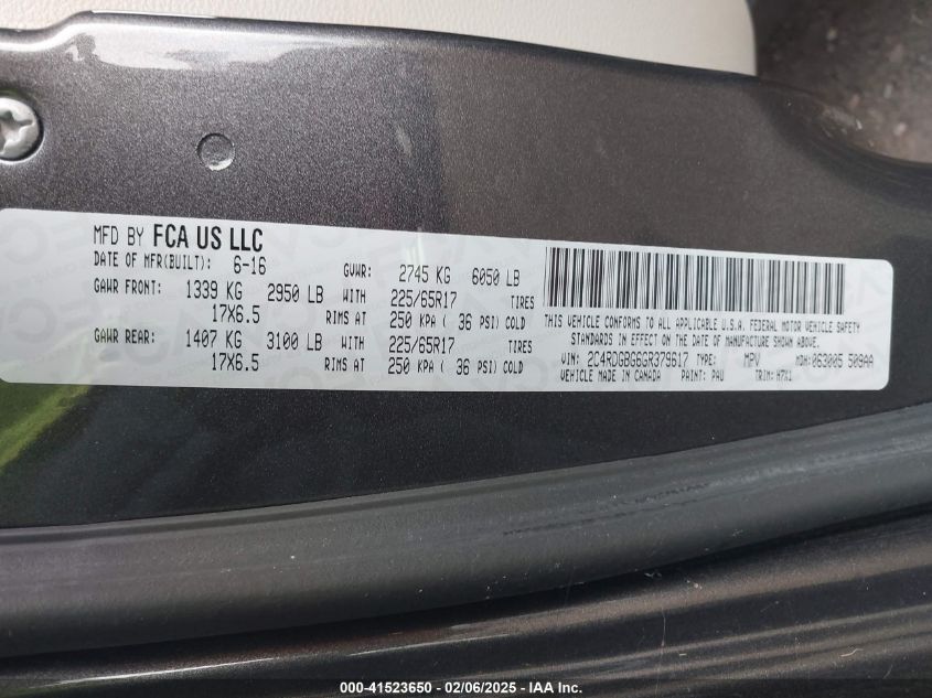 2016 Dodge Grand Caravan Se VIN: 2C4RDGBG6GR379617 Lot: 41523650