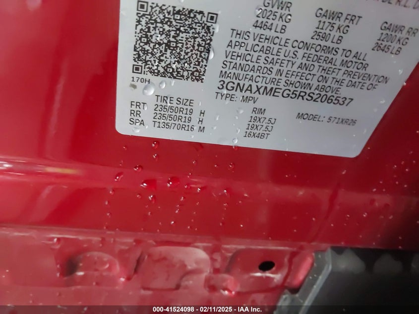 2024 CHEVROLET EQUINOX VIN: 3GNAXMEG5RS206537