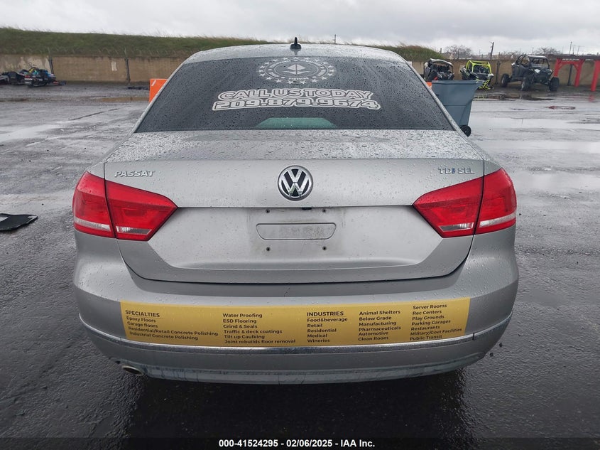 2013 VOLKSWAGEN PASSAT VIN: 1VWCN7A37DC095612