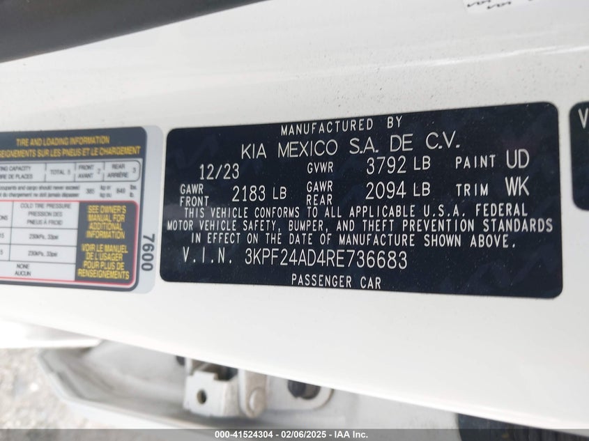 2024 KIA FORTE LX - 3KPF24AD4RE736683