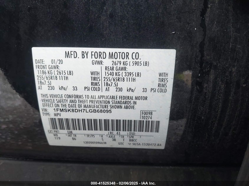 2020 FORD EXPLORER XLT - 1FMSK8DH7LGB68095