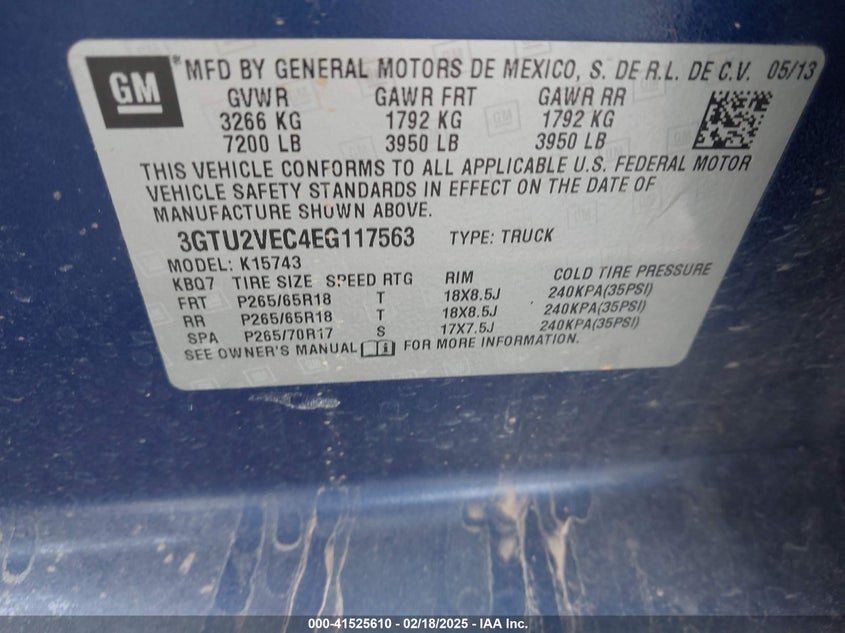 2014 GMC SIERRA 1500 SLT - 3GTU2VEC4EG117563