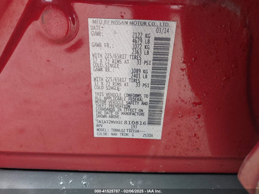 2014 NISSAN ROGUE SV - 5N1AT2MVXEC810816