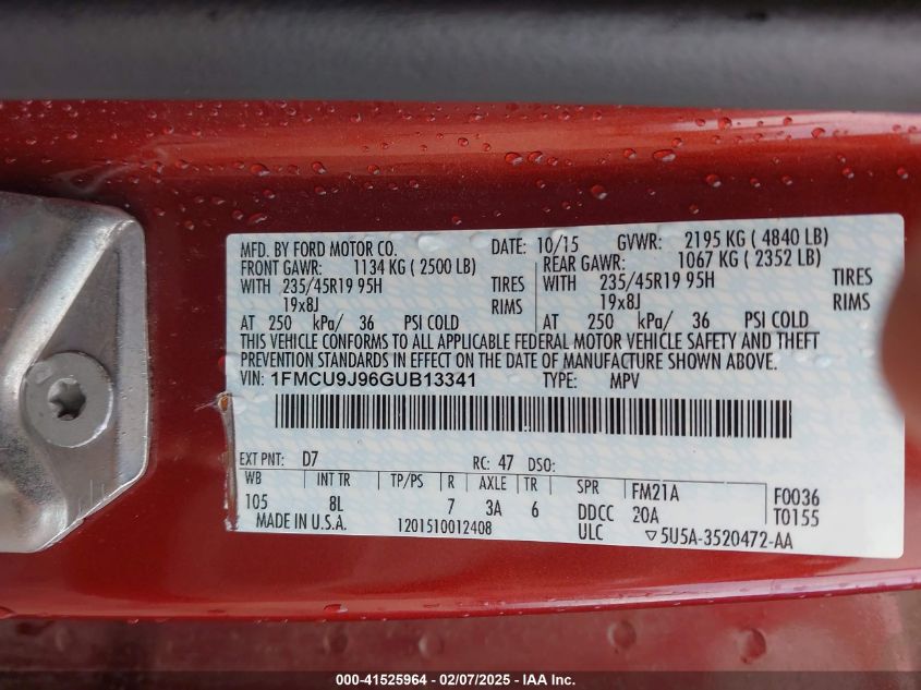 2013 FORD ESCAPE SEL - 1FMCU0HX7DUB02828