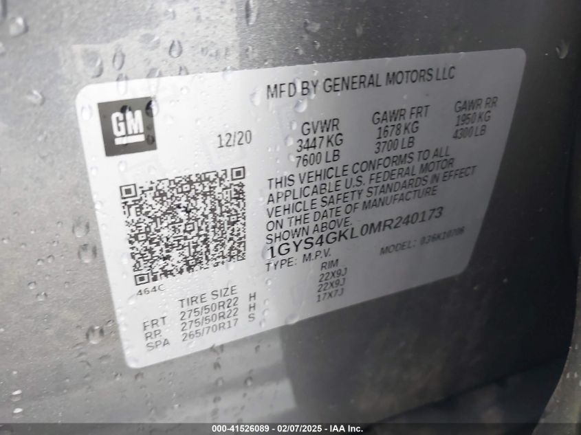 2021 Cadillac Escalade - 1GYS4GKL0MR240173