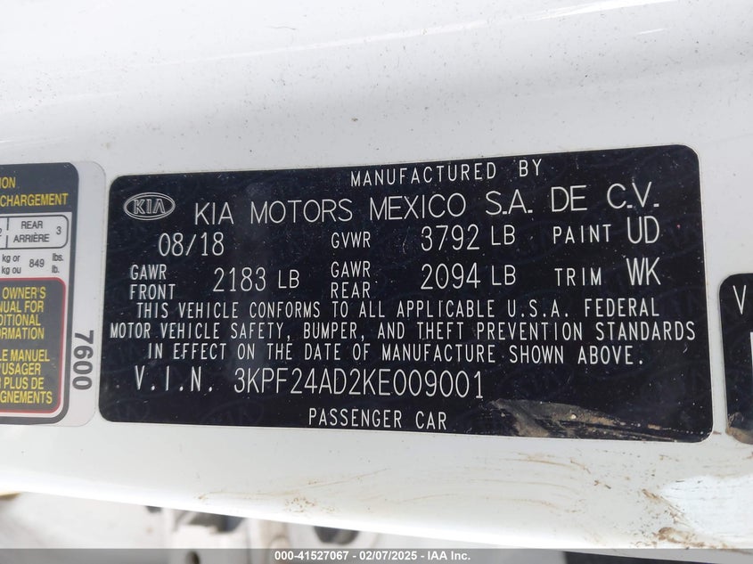 2019 KIA FORTE FE - 3KPF24AD2KE009001