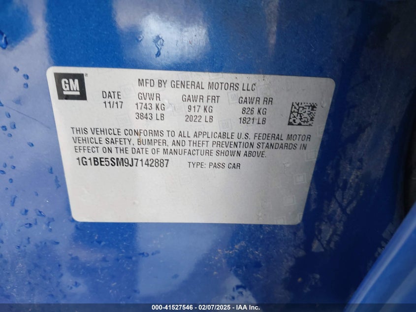 2018 CHEVROLET CRUZE LT AUTO - 1G1BE5SM9J7142887