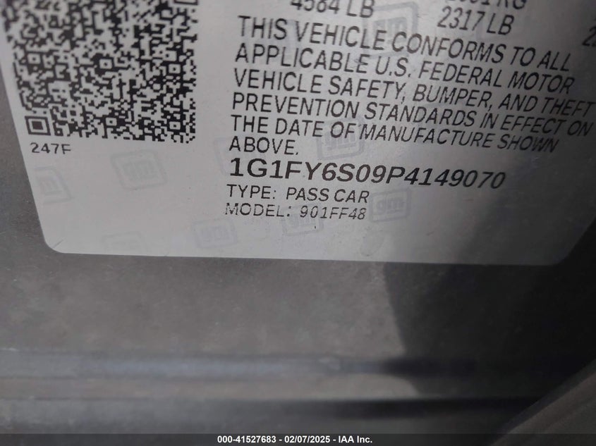 2023 CHEVROLET BOLT EUV VIN: 1G1FY6S09P4149070