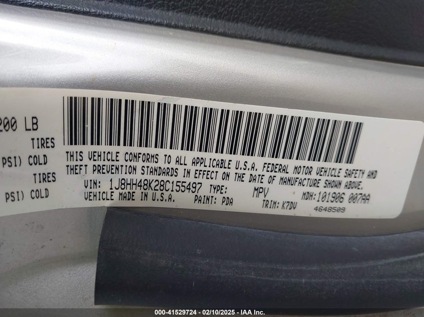2008 Jeep Commander Sport VIN: 1J8HH48K28C155497 Lot: 41529724