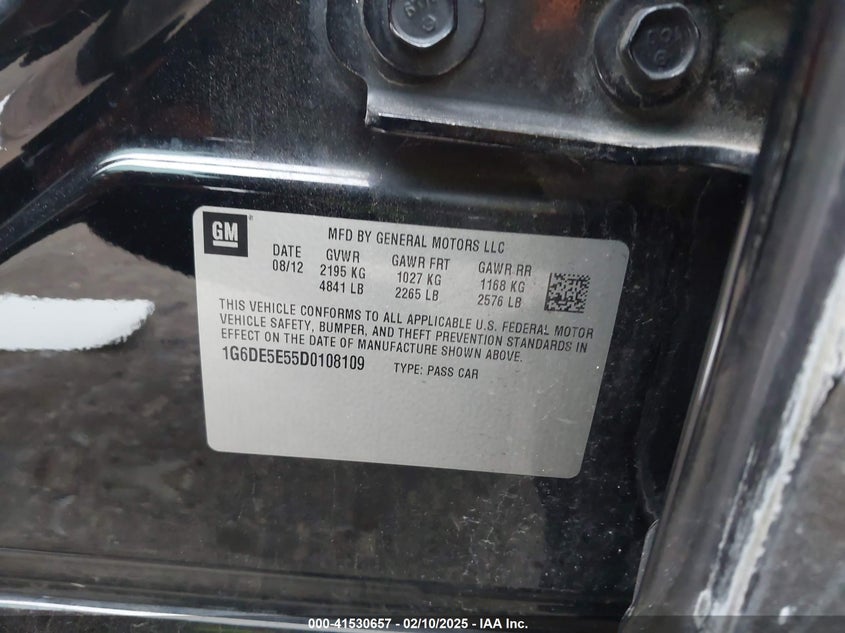 2013 CADILLAC CTS VIN: 1G6DE5E55D0108109