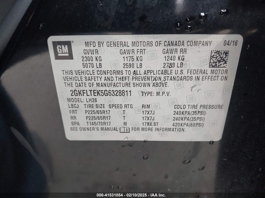 2016 GMC TERRAIN SLE-2 - 2GKFLTEK5G6328811