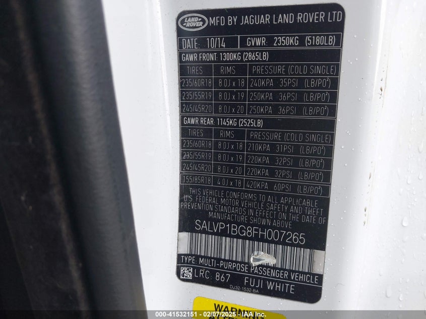 2015 LAND ROVER RANGE ROVER EVOQUE PURE PLUS - SALVP1BG8FH007265