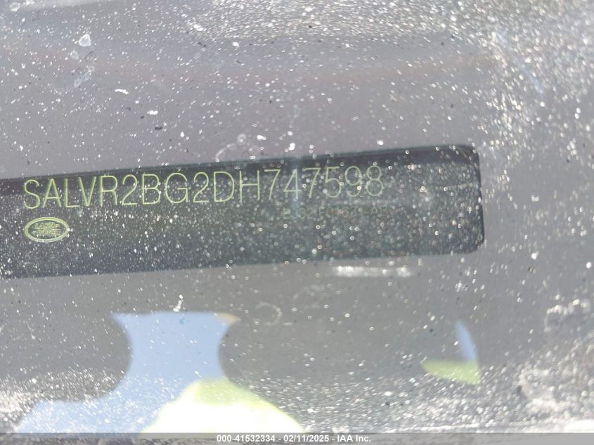 2013 Land Rover Range Rover Evoque Pure VIN: SALVR2BG2DH747498 Lot: 41532334