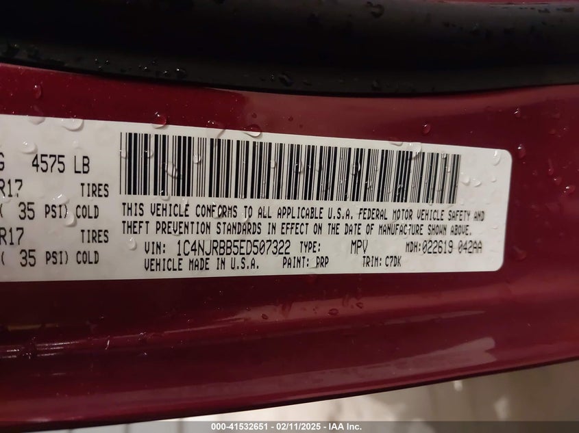 2014 JEEP PATRIOT SPORT - 1C4NJRBB5ED507322