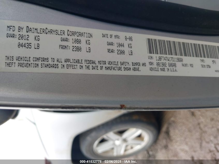 2007 Jeep Compass Sport VIN: 1J8FT47W17D119660 Lot: 41532778