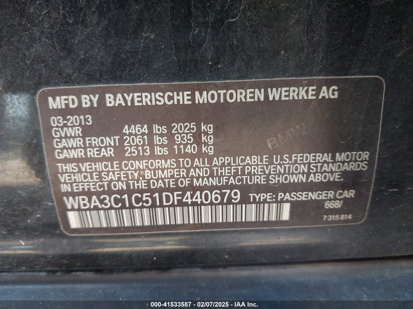 2013 BMW 328I - WBA3C1C51DF440679