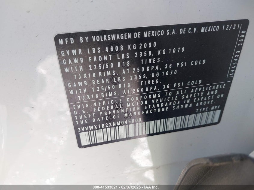 2022 VOLKSWAGEN TAOS 1.5T SE - 3VVWX7B2XNM045000