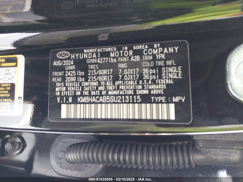 2025 HYUNDAI KONA VIN: KM8HACAB5SU213115